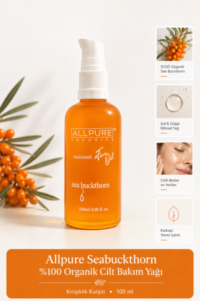ALLPURE SEABUCKTHORN OIL (Yabani İğde) %100 Organik Cilt Bakım Yağı