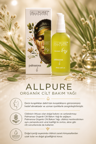 ALLPURE PALMAROSA OIL (Lemongrass) 100% Organic Skin Care Oil
