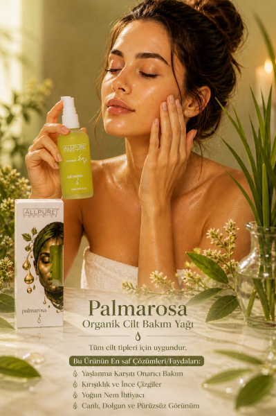 ALLPURE PALMAROSA OIL (Lemongrass) 100% Organic Skin Care Oil