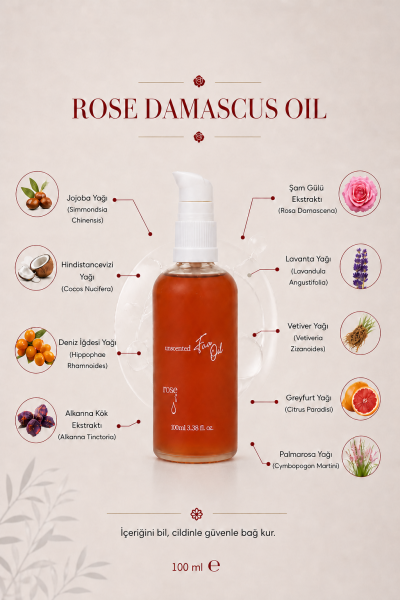 ALLPURE ROSE DAMASCUS OIL (Wild Rose) 100% Organic Skin Care Oil