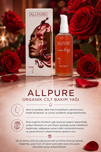 ALLPURE ROSE DAMASCUS OIL (Wild Rose) 100% Organic Skin Care Oil