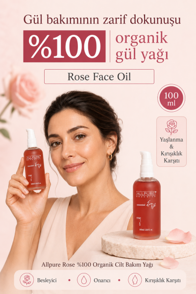 ALLPURE ROSE DAMASCUS OIL (Yaban Gülü) %100 Organik Cilt Bakım Yağı