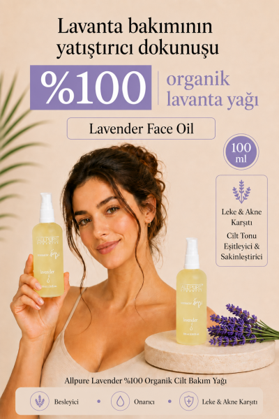 ALLPURE LAVANDER OIL  (Lavanta) %100 Organik Cilt Bakım Yağı