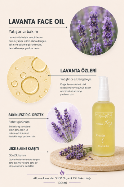 ALLPURE LAVANDER OIL  (Lavanta) %100 Organik Cilt Bakım Yağı