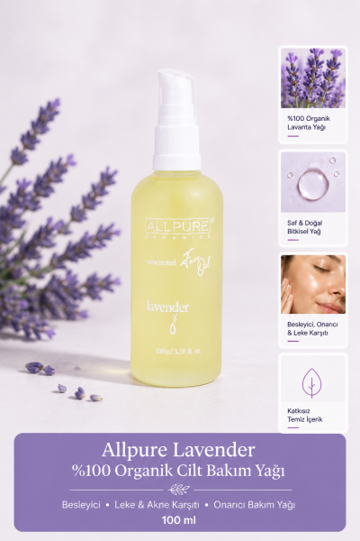 ALLPURE LAVANDER OIL  (Lavanta) %100 Organik Cilt Bakım Yağı