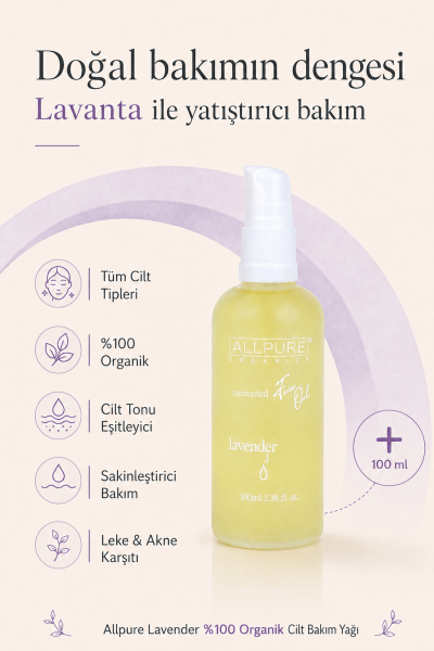 ALLPURE LAVANDER OIL  (Lavanta) %100 Organik Cilt Bakım Yağı