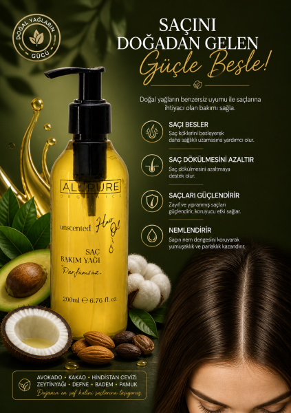 ALLPURE MIROIL HAIR (%100 Organik Saç Bakım Yağı 200ml)