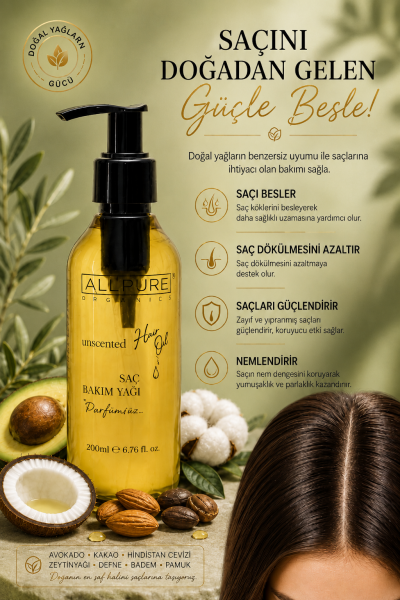 ALLPURE MIROIL HAIR (%100 Organik Saç Bakım Yağı 200ml)