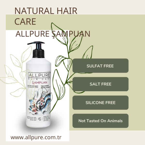 ALLPURE SHAMPOO 500ml ( Sulfat, Tuz ve Paraben içermeyen BIOTIN, COLLAGEN ve 7 YAĞ katkılı Doğal ŞAMPUAN)
