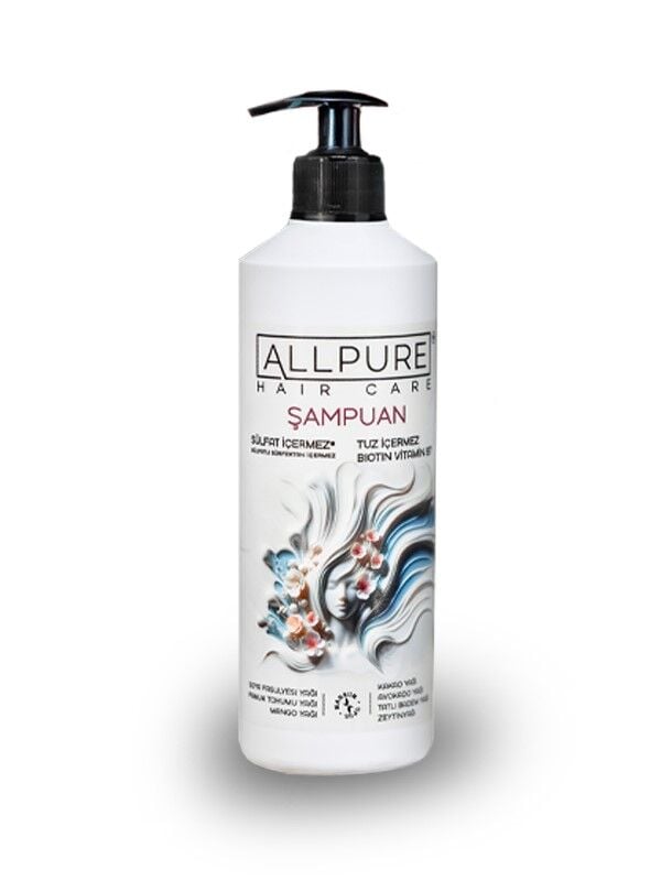 ALLPURE SHAMPOO 500ml ( Sulfat, Tuz ve Paraben içermeyen BIOTIN, COLLAGEN ve 7 YAĞ katkılı Doğal ŞAMPUAN)