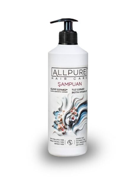 ALLPURE SHAMPOO 500ml ( Sulfat, Tuz ve Paraben içermeyen BIOTIN, COLLAGEN ve 7 YAĞ katkılı Doğal ŞAMPUAN)