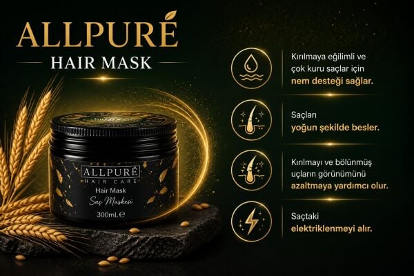 ALLPURE HAIR MASK 300ml  (VİTAMİN E + Buğday Proteini Katkılı SAÇ MASKESİ )
