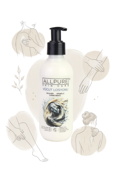 ALLPURE MOISTURIZER BODY MILK 200ml ( Collagen + Vitamin E + Vitamin B5 + 7 Yağ Karışımlı Yoğun Nemlendiricili Vücut Losyonu 200ml)