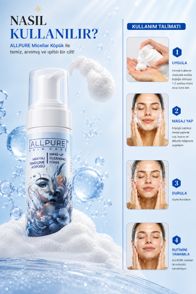 ALLPURE MAKE-UP REMOVER FOAM 150ml (Makyaj Temizleme Köpüğü MICELLAR 150ml)