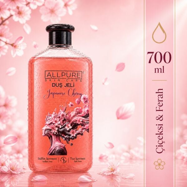 ALLPURE ГЕЛЬ ДЛЯ ДУША 700 мл (семейный размер) ЯПОНСКАЯ ВИШНЯ - гель для душа с цветками японской вишни семейный размер