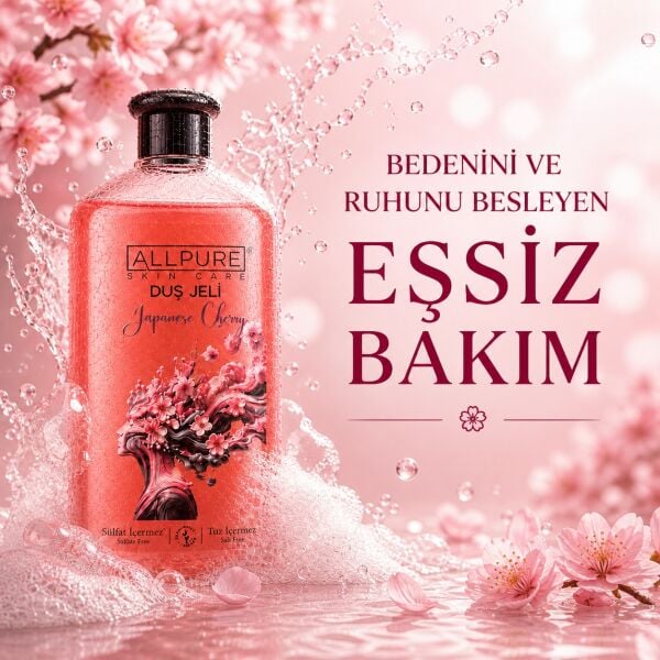 ALLPURE SHOWER GEL 700ml (Family Size) JAPANESE CHERRY - Japanese Cherry Blossom Shower Gel Family Size