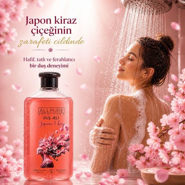 ALLPURE SHOWER GEL 700ml (Family Size) JAPANESE CHERRY - Japanese Cherry Blossom Shower Gel Family Size