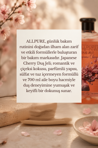 ALLPURE SHOWER GEL 700ml (Family Size) JAPANESE CHERRY - Japon Kiraz Çiçeği Duş Jeli Aile Boyu