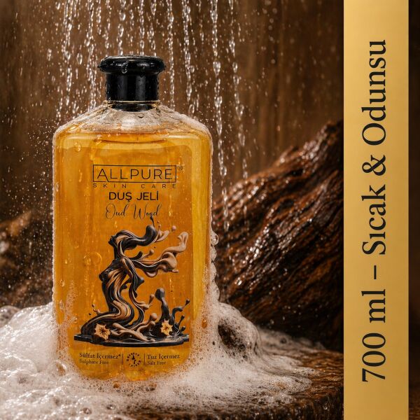 ALLPURE SHOWER GEL 700ml (Family Size) OUD WOOD - Ud Ağacı Esanslı Duş Jeli Aile boyu