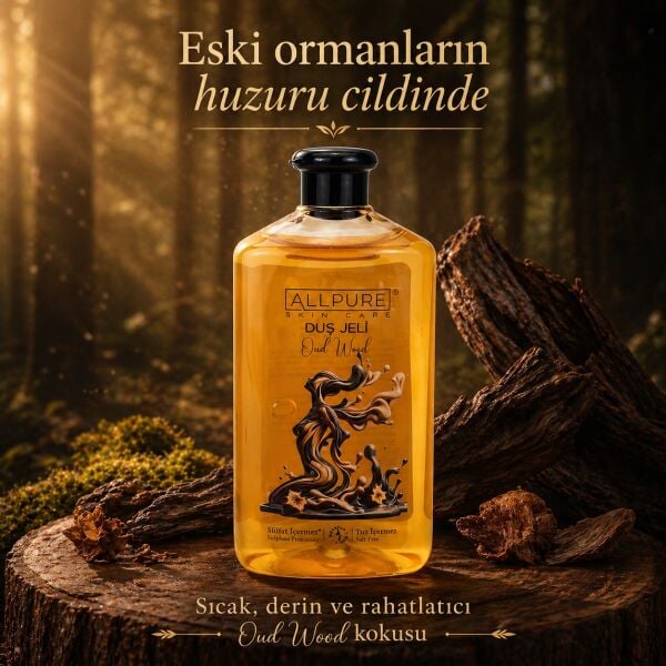 ALLPURE SHOWER GEL 700ml (Family Size) OUD WOOD - Ud Ağacı Esanslı Duş Jeli Aile boyu