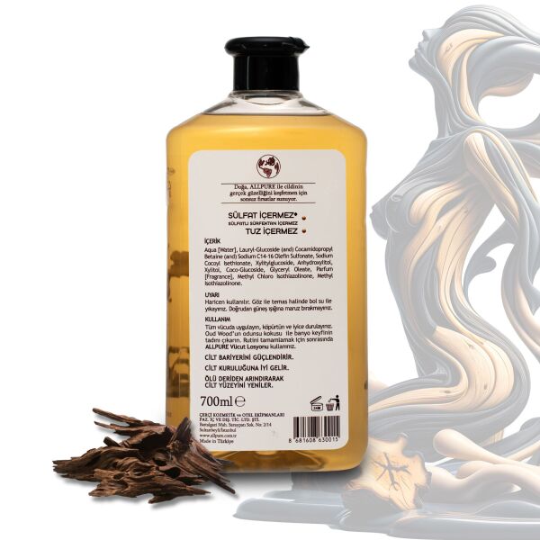 ALLPURE SHOWER GEL 700ml (Family Size) OUD WOOD - Ud Ağacı Esanslı Duş Jeli Aile boyu