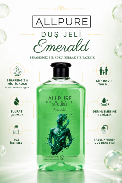ALLPURE SHOWER GEL 700ml (Family Size) EMERALD - EMERALD Duş Jeli Aile boyu