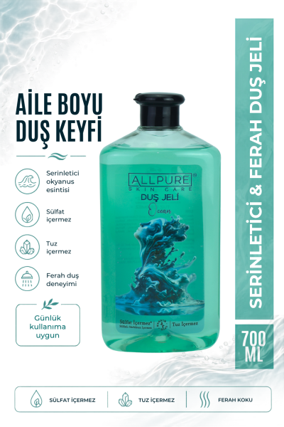 ALLPURE SHOWER GEL 700ml (Family Size) OCEAN - Okyanus Esintisi Duş Jeli Aile boyu