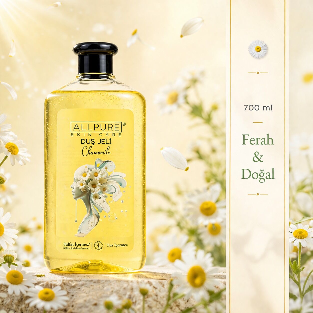 ALLPURE SHOWER GEL 700ml (Family Size) CHAMOMILLE - Papatya Duş Jeli Aile Boyu
