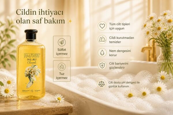 ALLPURE SHOWER GEL 700ml (Family Size) CHAMOMILLE - Papatya Duş Jeli Aile Boyu