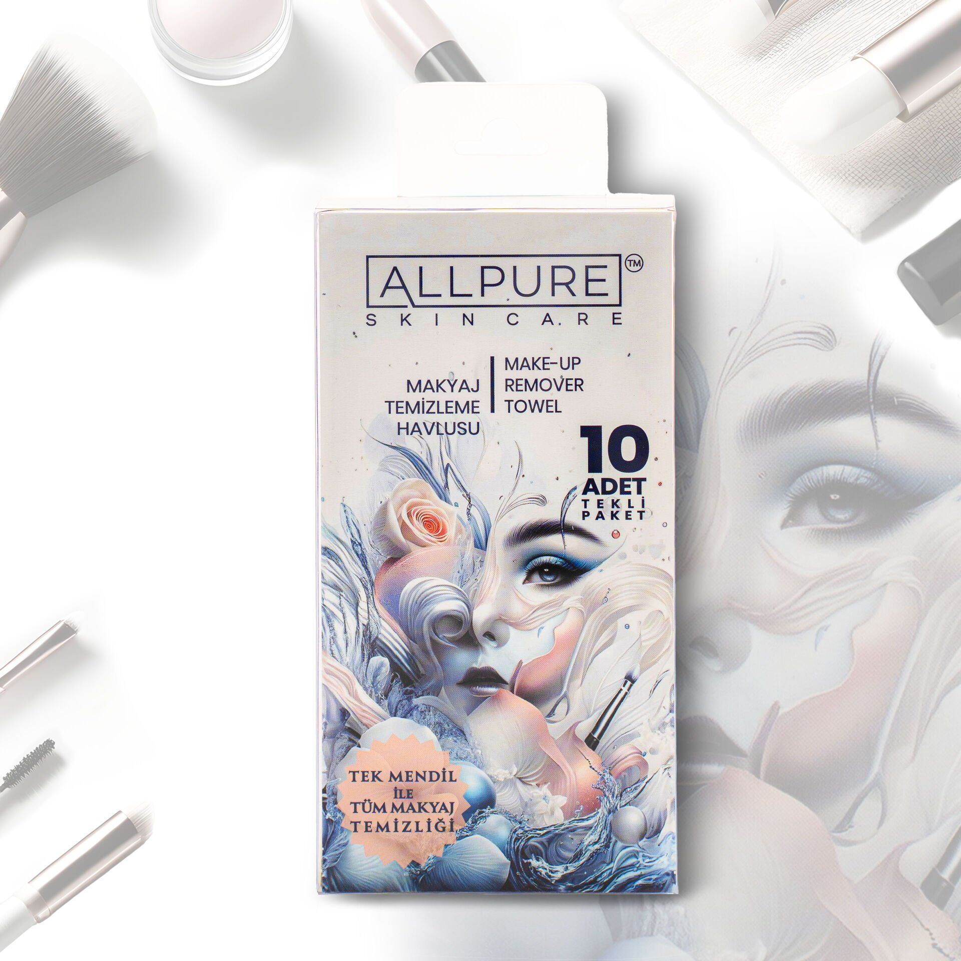 ALLPURE MAKE-UP REMOVER TOWEL 10 pcs. Pack (Makyaj Temizleme Havlusu 10 adet TEKLİ  MICELLAR HAVLU)