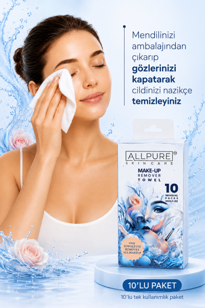ALLPURE MAKE-UP REMOVER TOWEL 10 pcs. Pack (Makyaj Temizleme Havlusu 10 adet TEKLİ  MICELLAR HAVLU)