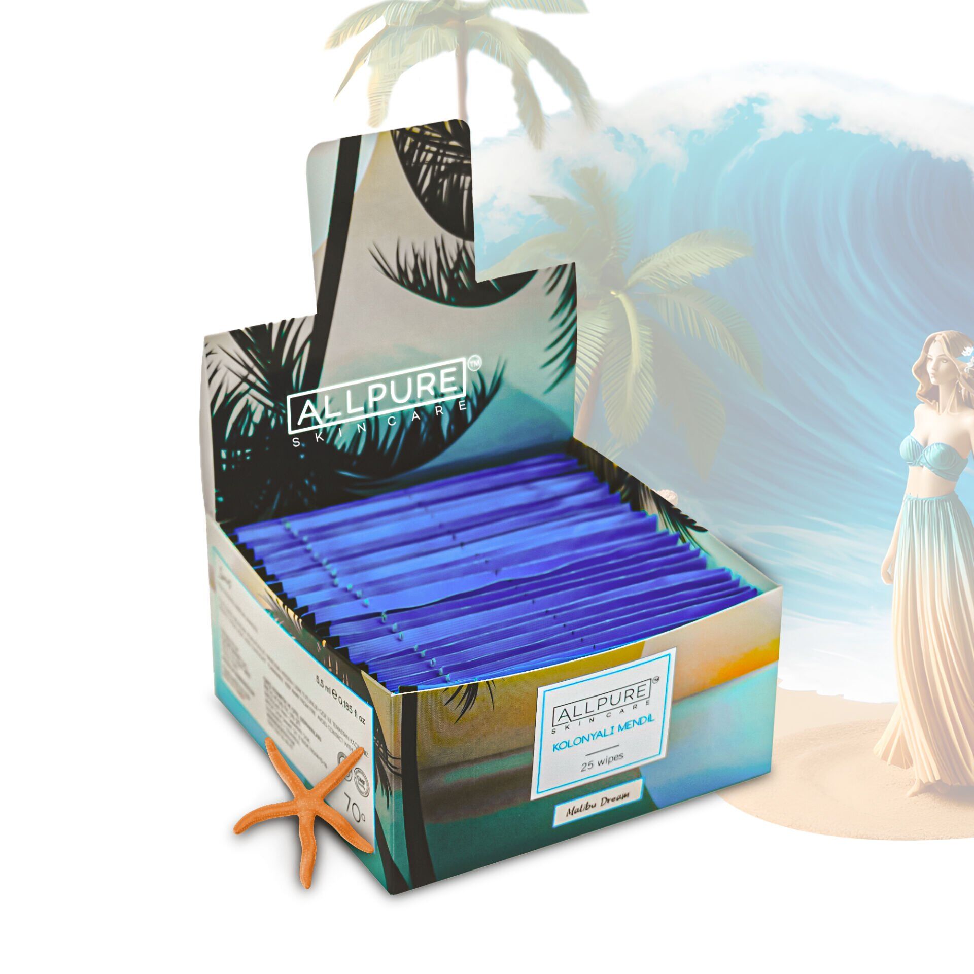 ALLPURE REFRESHING TOWEL -MALIBU DREAM (25pcs Pack) - Parfümlü Islak Mendil 25li Paket