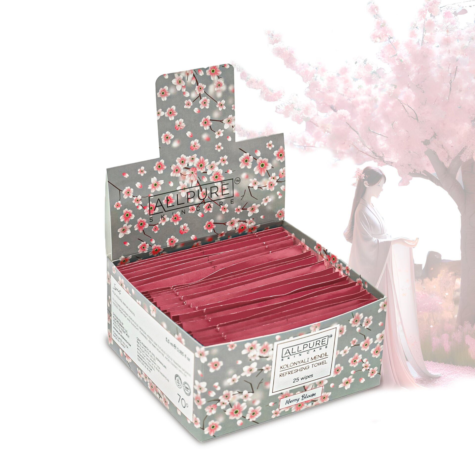 ALLPURE REFRESHING TOWEL -MERRY BLOOM (25pcs Pack) - Parfümlü Islak Mendil 25li Paket